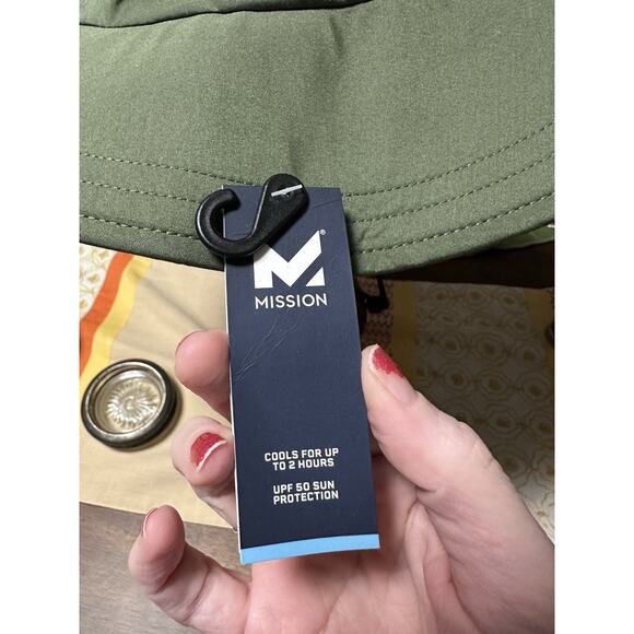 MISSION Cooling Booney Hat Green Upf 50 3” Wide Brim Mesh Design New - Picture 4 of 6